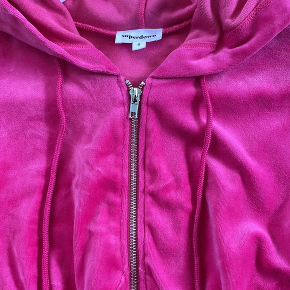 NWT superdown paris velour jacket hot pink barbie - Picture 7 of 8